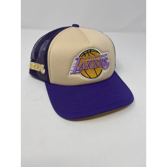 Mitchell & Ness Other - Mitchell & Ness Lakers Trucker Hat Snapback Purple Cream NBA Adjustable Cap